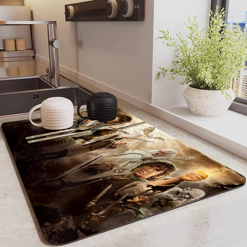 L-Lord of the Rings Kitchen Draining Mat Non-slip Drain Dish Mats Coffee Pad Heat Resistant Placemat Dinnerware Dustproof Pads 3