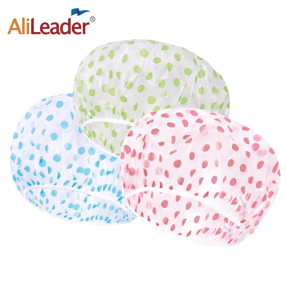WaterproofShowerCap13PcsDotPlasticShowerCapsReusableElastic