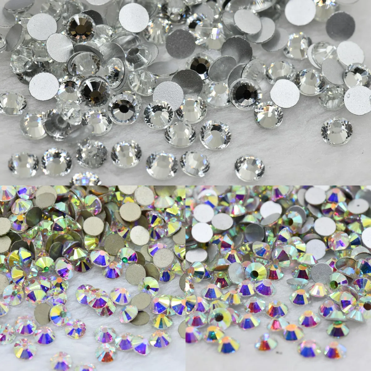 1440pcs Non Hotfix Mixed size crystal ab silver gold FlatBack Rhinestones  Nail Art Decorations Glitter Gems glue on - AliExpress