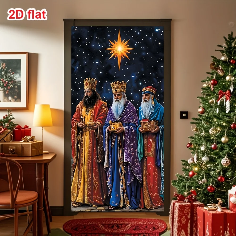 2D Flache 1pc Drei Könige Festival Tür Hängen Banner Weihnachten Neujahr Party Dekoration Festliche Lieferungen Polyester Hintergründe