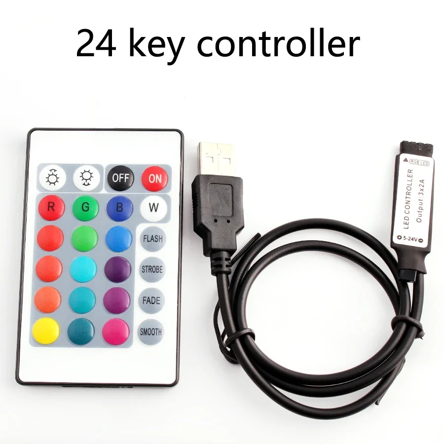 LED Strip RGB Controller Mini 3 24 44 Keys USB Connector IR Remote Control Dimmer for 5050 2835 RGB LED Strip Light TV Backlight