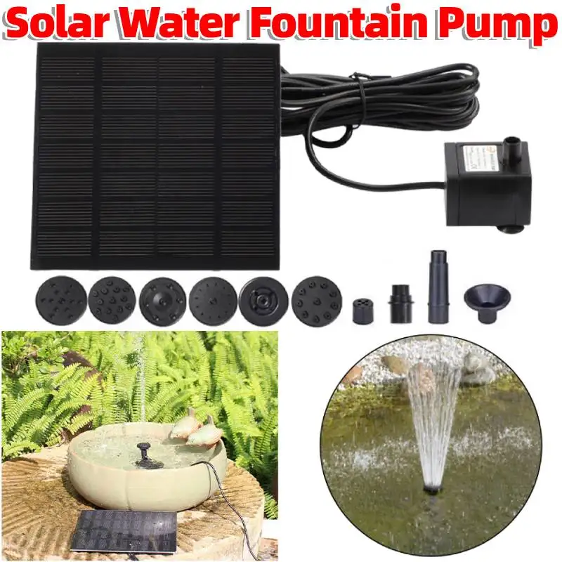 1.2W 태양광 분수 200L/h 6개 노즐 포함 태양광 연못 펌프, 110cm 리프트, 조류 목욕장, 연못, 정원, 어항용 태양광 패널 워터 펌프