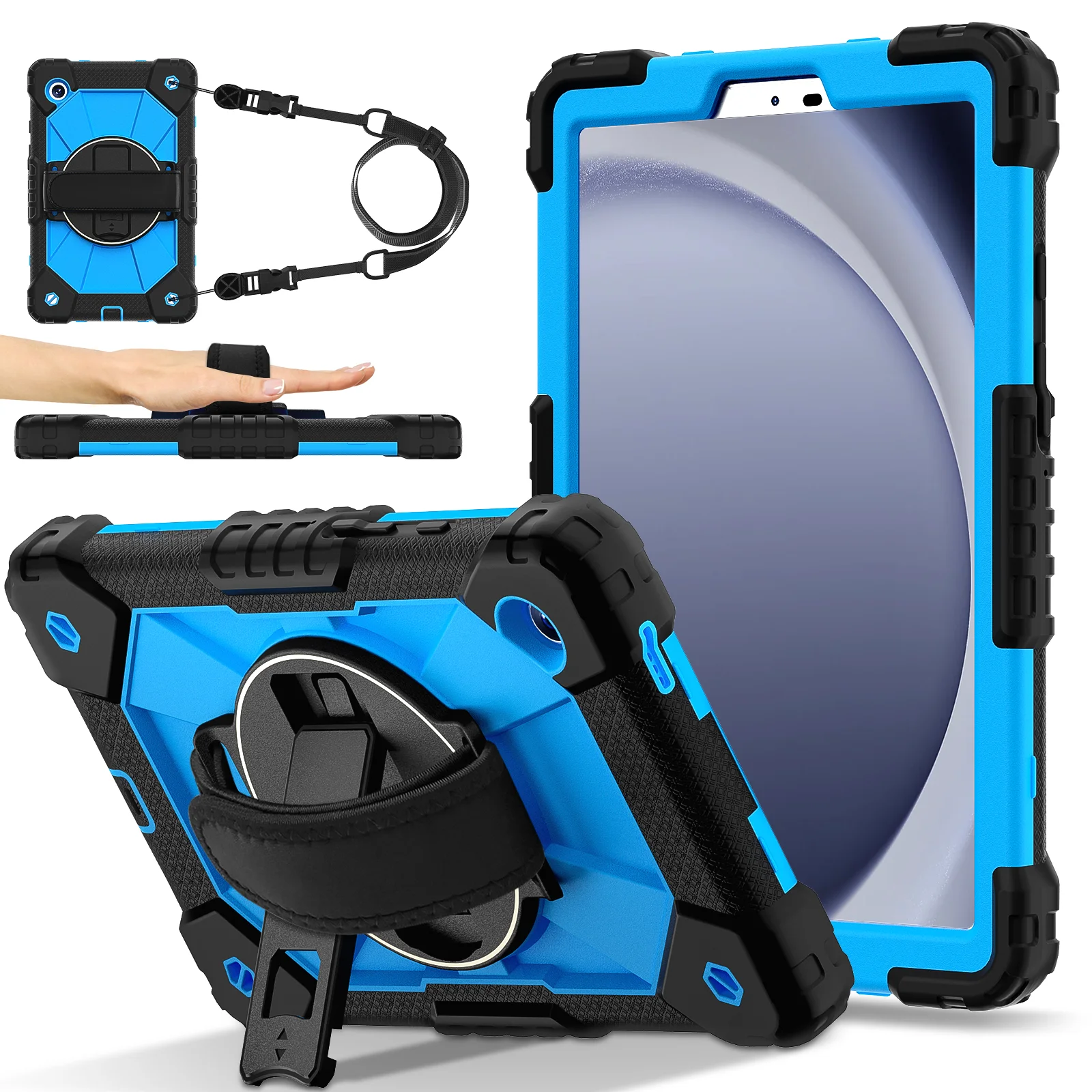 360-Degree Rotating Kids Tablet Case with Shoulder Strap