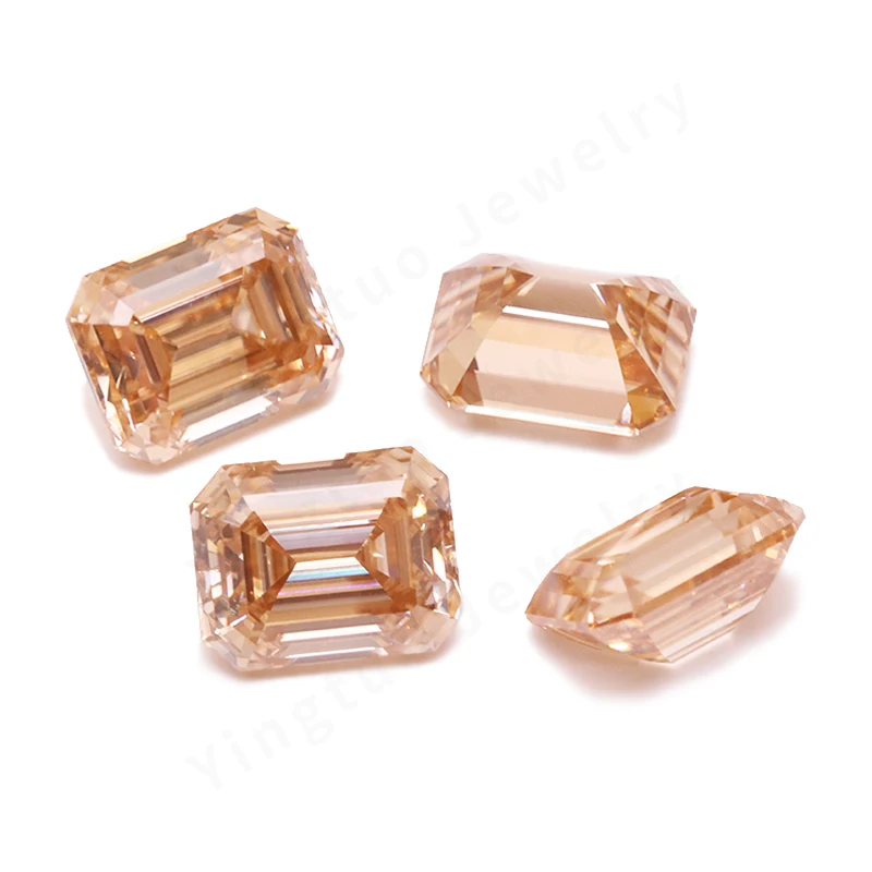 Champagne Emerald Cut Moissanite Loose Stone VVS1 Lab GRA Certified 7*9mm 3ct Moissanite Diamonds