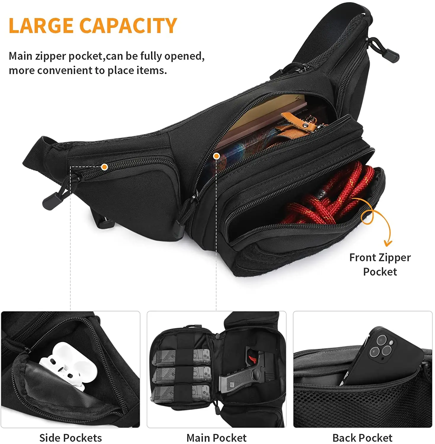 Tactical Gun Waist Bag Holster Chest Training Hiking Shooting Hunting Pistol Pouch Bag Airsoft Paintball Combat Bags pistol holster,gun holster,gun bag,gun accessories,hunting holster,gun holster fanny pack