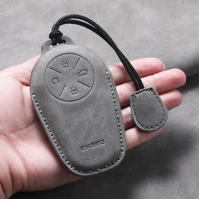 Leather Car Key Case Cover Shell Fob Long style for Chery EXEED LX TXL AtlantiX ET ES VX Car Fob Holder Keychain