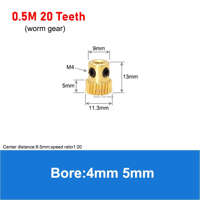 Description Picture 2 of item1Pcs 0.5M 20T-60T Brass Worm Gear Wheel Stainless Steel Worm Rod 0.5 Modulus 20 Teeth-60 Teeth Worm Gear Bore 4/5/6mm