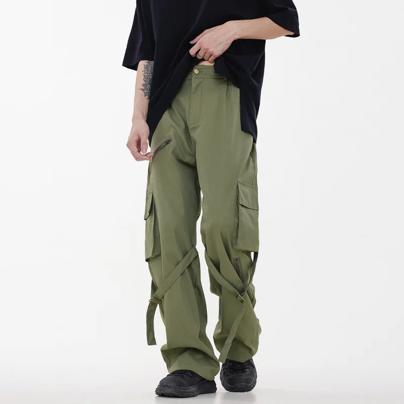 Pantalon Cargo Vintage Vert Armée Années 90 - Taille Homme 36x28 - Nylon, Poches Multiples