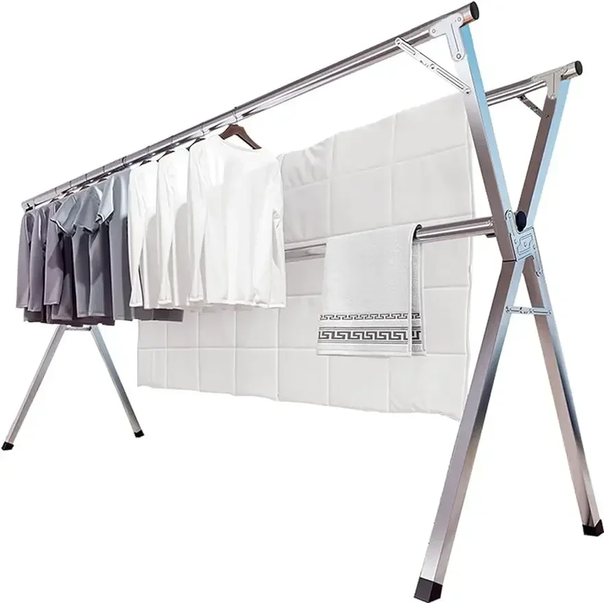 

JAUREE 95 Inches Clothes Drying Rack Clothing Folding Indoor Outdoor, Heavy Duty Stainless Steel Laundry Drying Rack