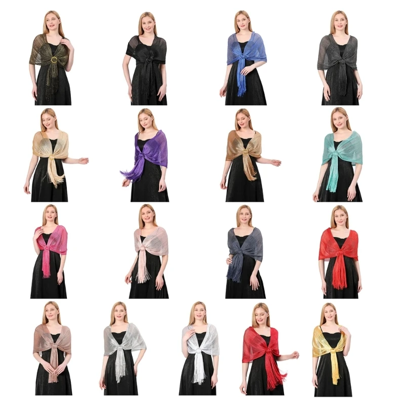 

Glittering Shawl and Wrap for Female Evening Party Formal Dress Shawl Neck Wraps