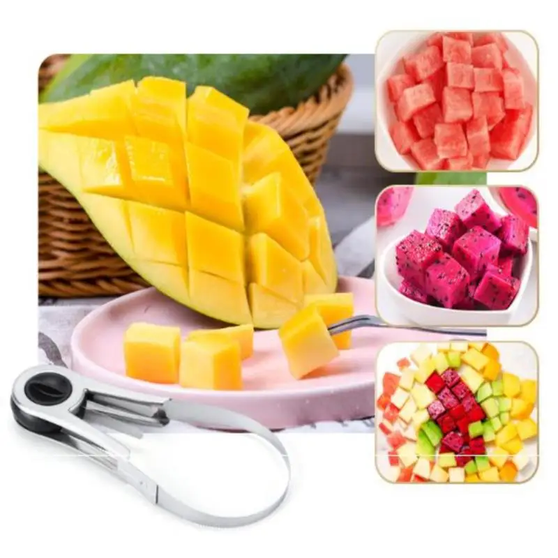 1Pcs Mango Splitter Fruit Peeler Mango Cutting Knife Stainless Steel Fruit Peeling Tool Coring Diced Kitchen Supplies