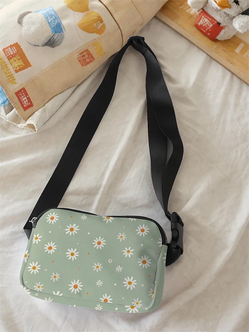 1pc,green daisy fashionable adjustable crossbody bag, neutral sports waist bag, suitable for running
