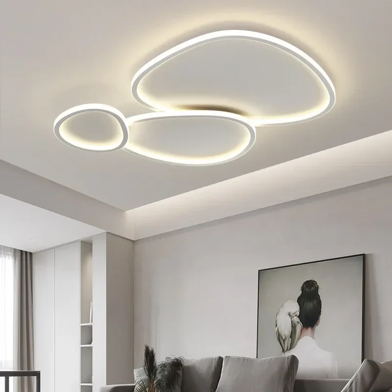 

Modern Irregular Ceiling Lights For Living Room White Stone Design Led Dimmable Bedroom Ceiling Lamp lustres Home Decor Fixtures