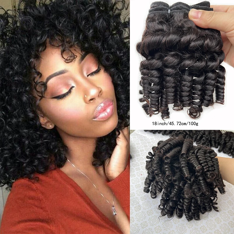 Tissage en Lot Brésilien 100% Naturel, Extensions Capillaires Courtes et Bouclées, Couleur Noire, Double Proximité