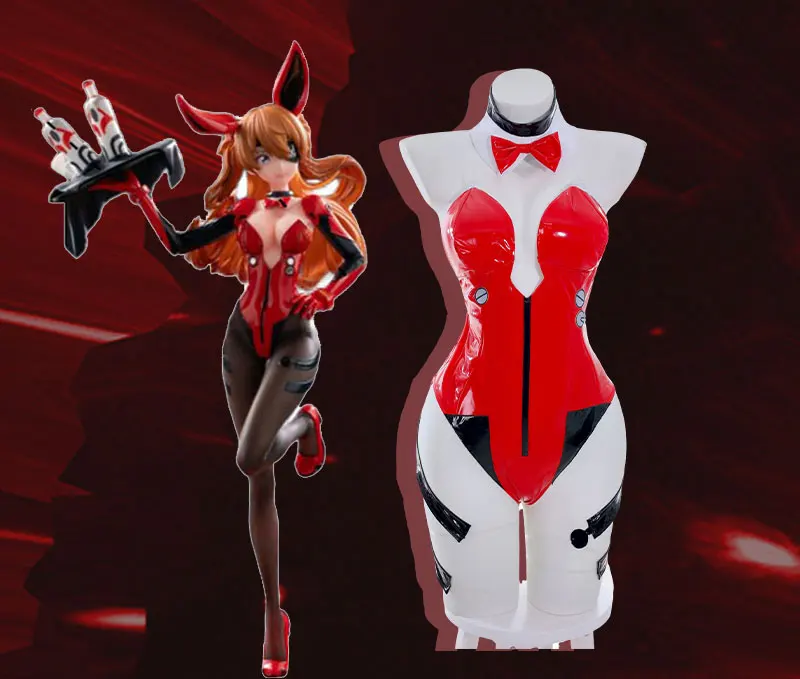 Asuka Bunny Girl Cosplay Kostüm - Roter Jumpsuit Uniform für Halloween 12 Asuka Bunny Girl Cosplay Kostüm - Roter Jumpsuit Uniform für Halloween 1