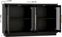55.1" Large Sideboard Cabinet, Modern Sideboard Kitchen Cabinet with  Wood Coffee Bar Cabinet Buffet Table for Kitchen, Black 2