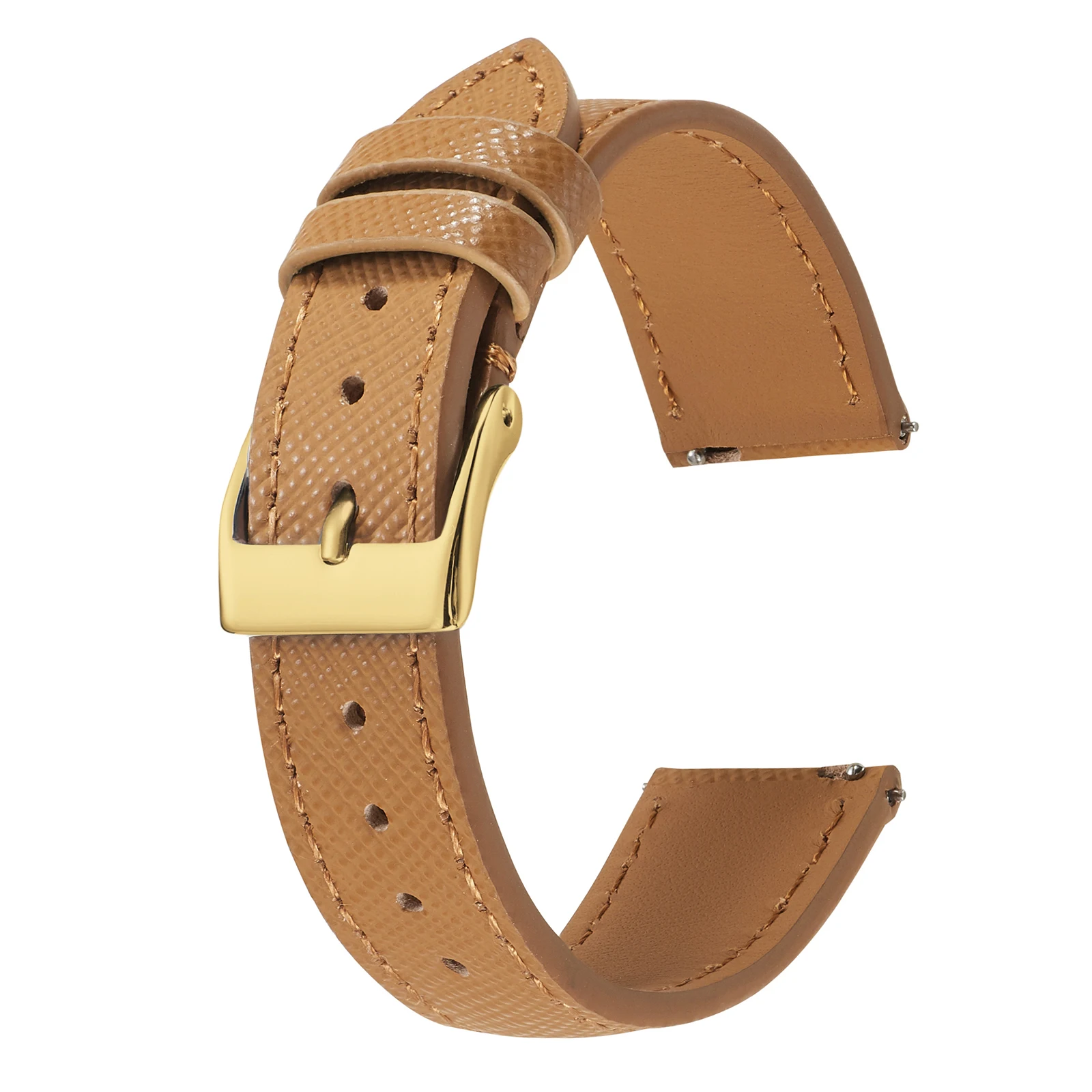 Sleek Tapered Saffiano Leather Quick Release Watch Strap
