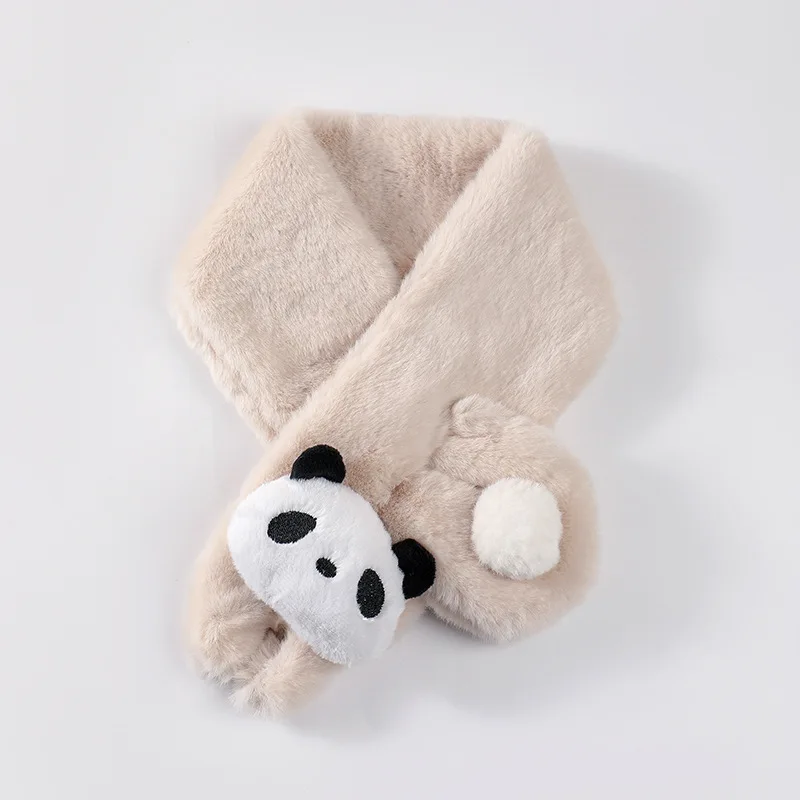 Cartoon Winter Baby Scarf Cute Panda Plush Scarves for Kids Boys Girls Korean Solid Color Children Warm Neckerchief