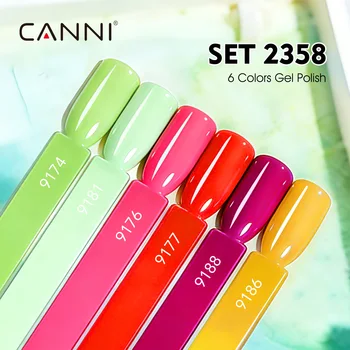 CANNI 9ml 6Pcs Gel Nail Polish Kit TPO Free Bright Summer Colors High Pigment Neon Gel Varnish Soak Off UV LED Nail Kit
