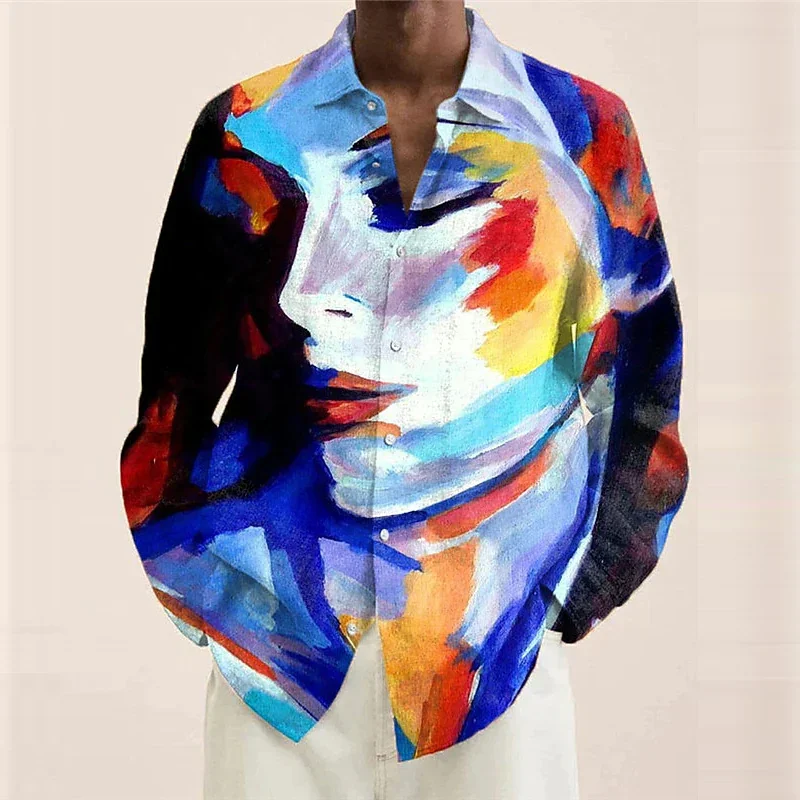 

Мужская рубашка в стиле граффити, Повседневная Уличная рубашка с абстрактным принтом, качественный материал, мягкая и удобная рубашка для выпускного вечера, новинка 2023
