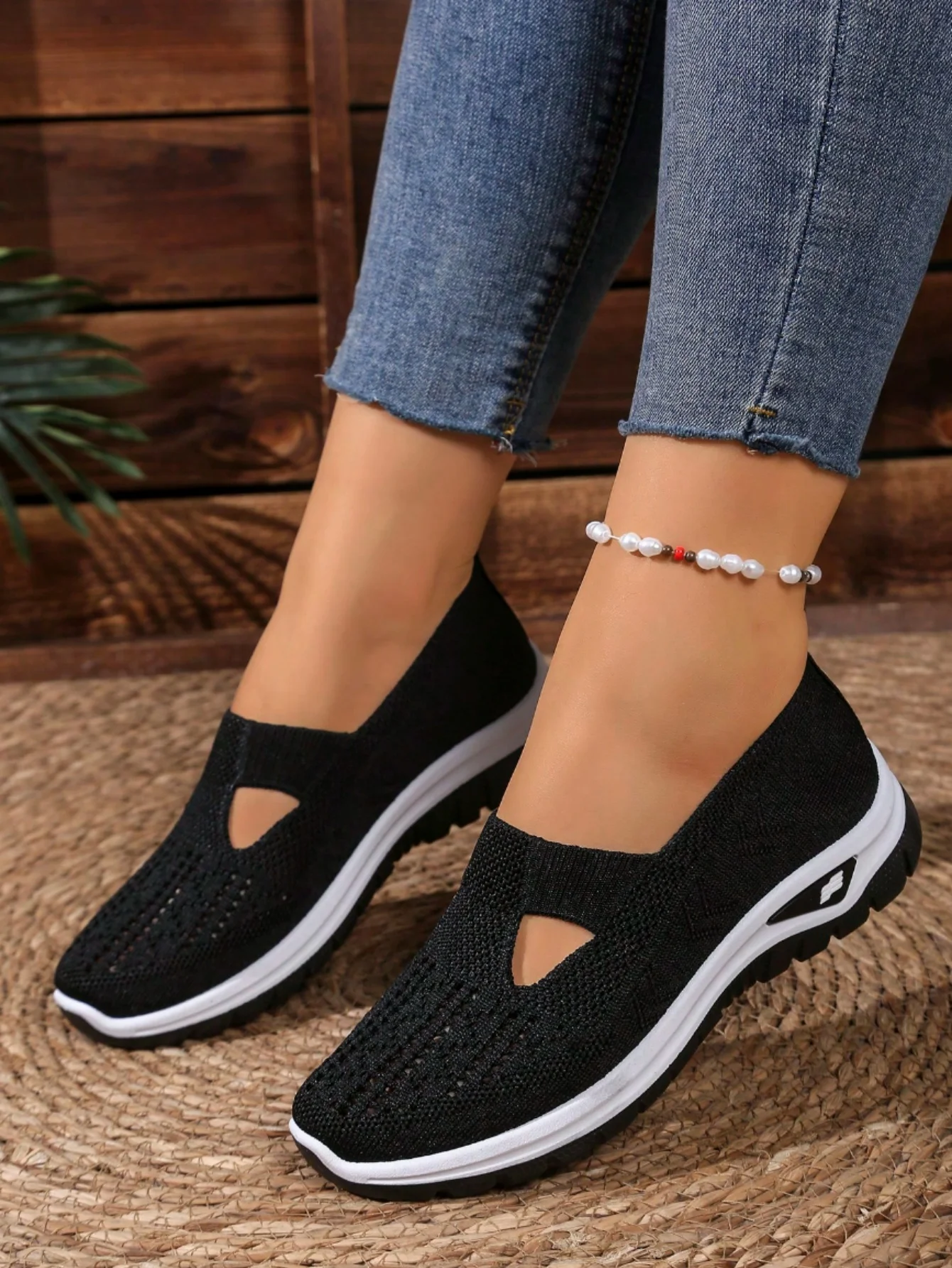 Women's Casual Mesh Sneakers – Cut-Out T-Strap & Cushioned Wedge Sole 2