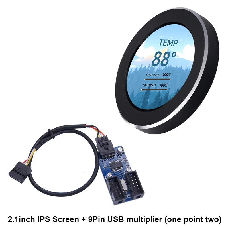 2.1 インチ IPS セカンダリ スクリーン 480x480 USB 水冷