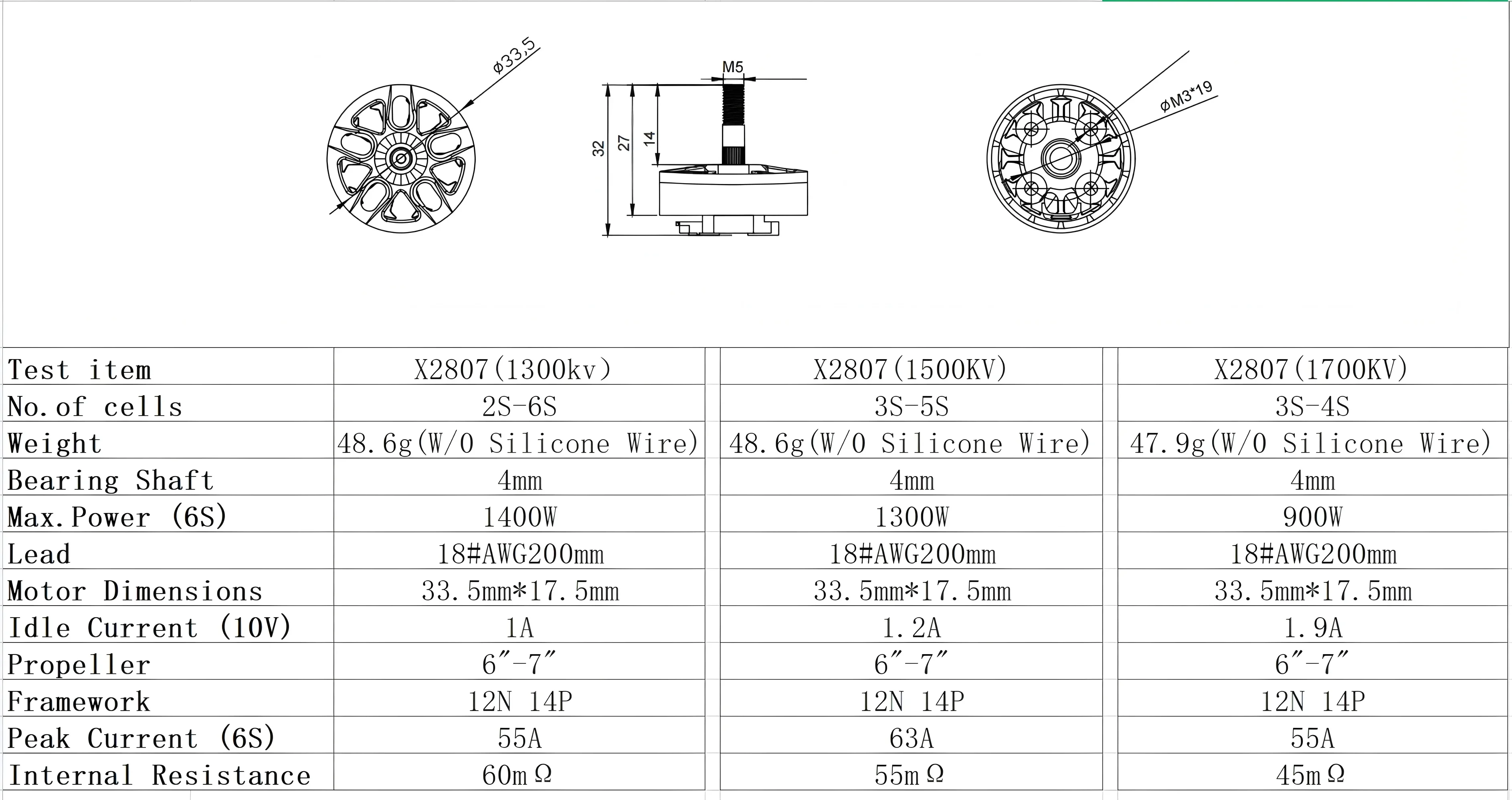 2/4PCS A2807 X2807 브러시리스 모터 세트 1300KV 4S/1700KV 6S Mark4 7인치 FPV 프리스타일/LR7 드론용 - DIY 수리 부품
