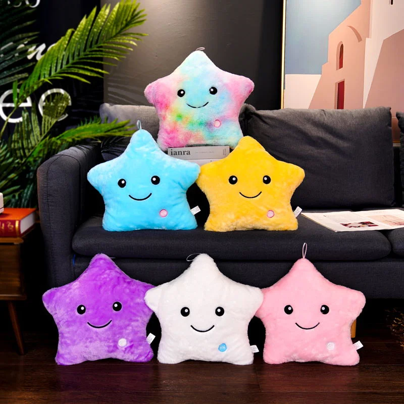 

24*22cm Fun Glowing Colorful Stars Cushion Led Light Toys Creative Toy Luminous Star Pillow Stuffed Plush Gift For Kids Children