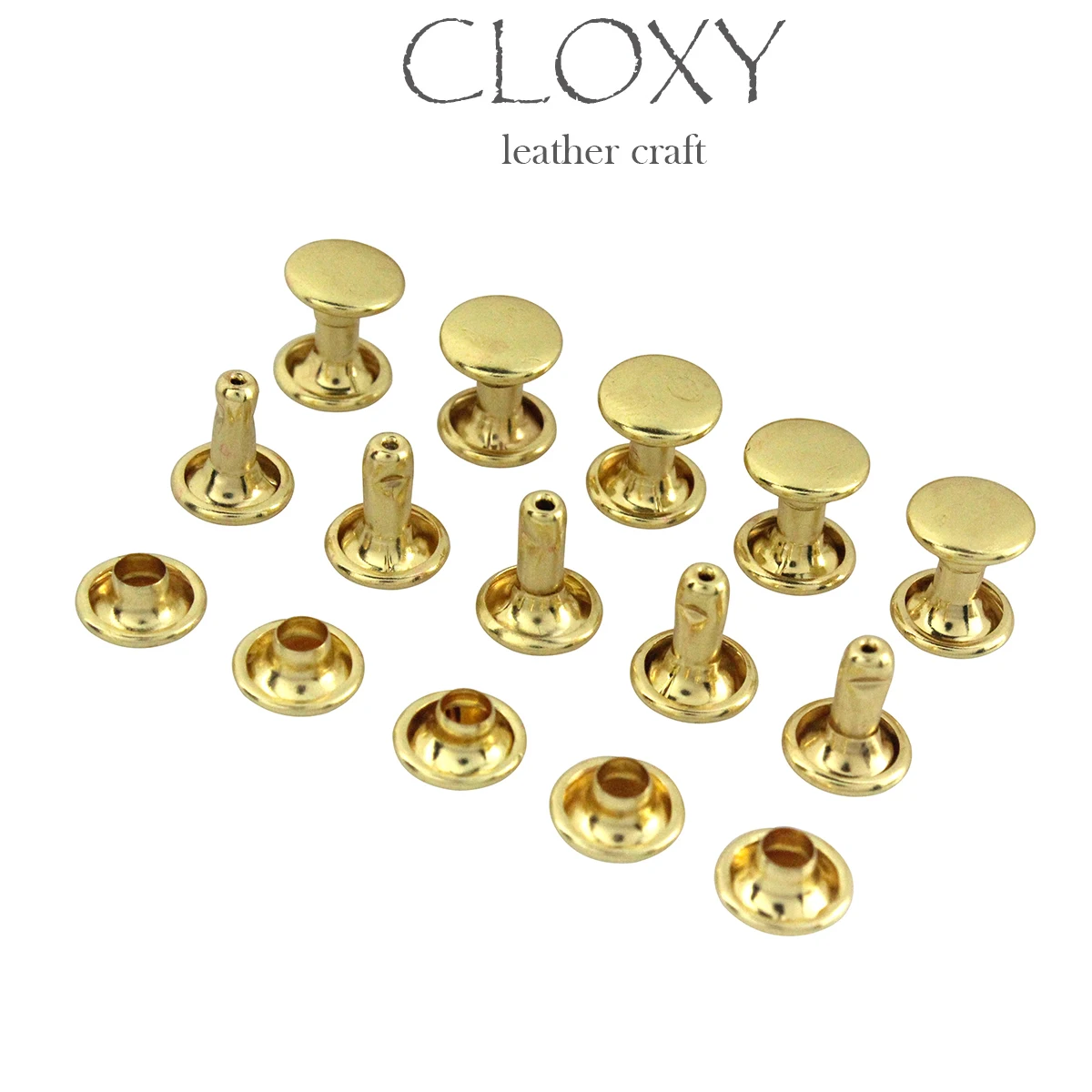 100 Set Borchie Per Pelle Con Doppio Cappuccio - 8x8mm, Oro, Per Fai Da Te E Riparazioni - Foto 5