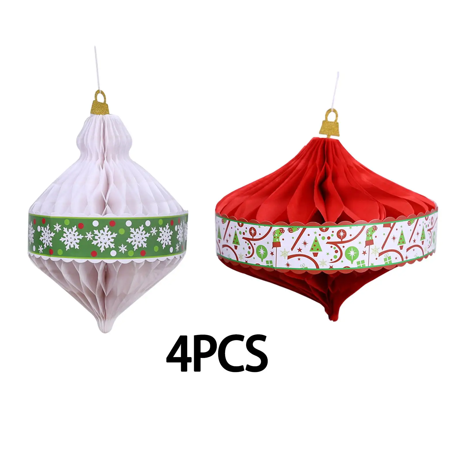 

4Pcs Christmas Honeycomb Ball Paper Lanterns Party Supplies Handmade Decorative for Events Graduation Birthday Celebration Xmas