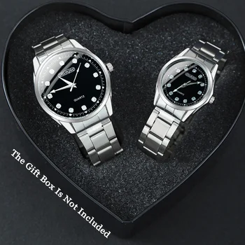 2pcs/set Elegant Couple Watch Set, Stainless Steel Strap, Quartz Movement, Minimalist | Couple Watches | Valentine's Day gifts