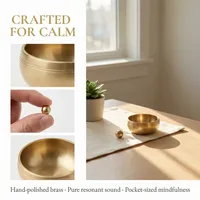 Handmade Brass Mini Singing Bowl Sanskrit Portable Brass Singing Bowl Copper Striker Ball Buddha Instrument - Image 2