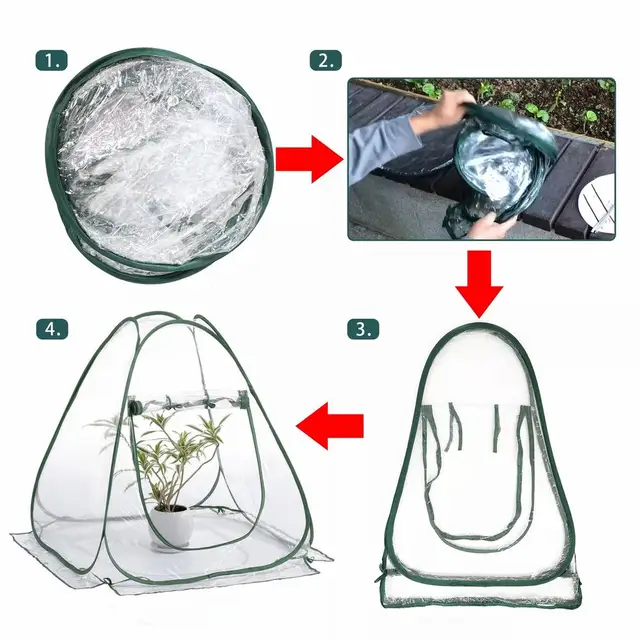 Mini Pop Up Üvegház Burkolat Hordozható Összecsukható Ablak Napsütés Szoba Hideg Fagyvédő Hátsó Udvari Virág Menedékhely - Image 3