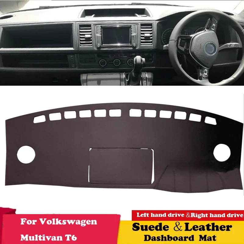 Suede Leather Dashmat Dashboard Cover Pad Dash Mat Carpet For Volkswagen VW Multivan T6 Transporter Car-Styling Accessories