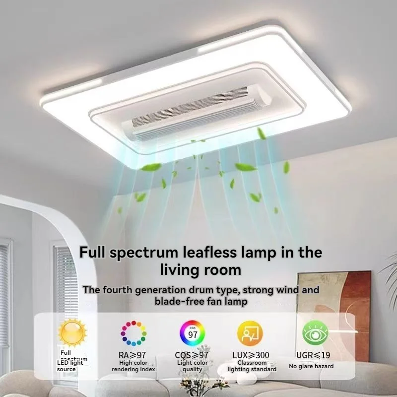 Bladeless Ceiling Fan with Lights Remote Control Living Room Bedroom Dining room
