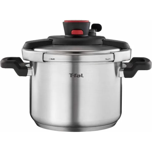 

T-fal Clipso Stainless Steel Pressure Cooker 6.3 Quart Induction Cookware, Pots and Pans, Dishwasher Safe Silver