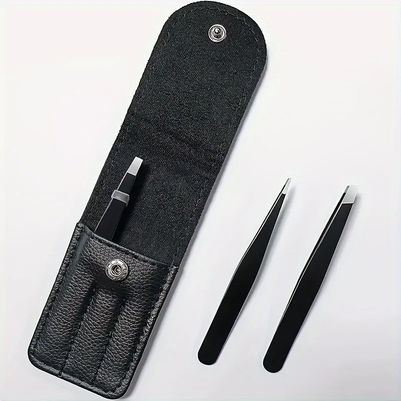 Professionelles Augenbrauen-Pinzetten-Set – 3-teilig, Edelstahl, Schräge & Spitze Zangen