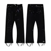 Loose Casual Men's Jeans Graffiti Spray Paint Micro Flare Street Style Patchwork Long Trousers Hip Hop Fashion 4