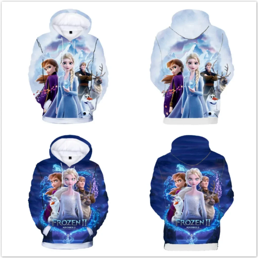 Cartoon Frozen 2 Elsa Anna Kids Baby Girls Toddler 3D Print Princess Hoodies Tracksuit Children Clothing Cute Top Tee Sweatshirt