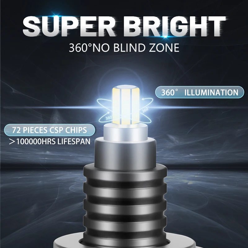 360 H7 LED H4 헤드라이트 캔버스 H1 H11 H8 H9 9005 9006 HB3 HB4 9012 Hir2 880 881 고침투성 6000K 8000K 자동차 안개등 12V
