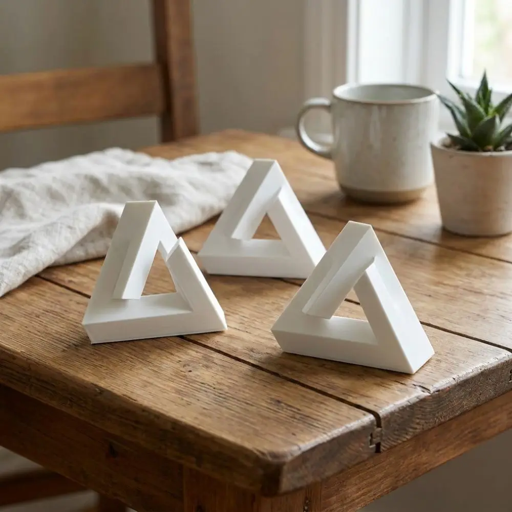 3D Printed Minimalist Impossible Triangle Illusion Ornament