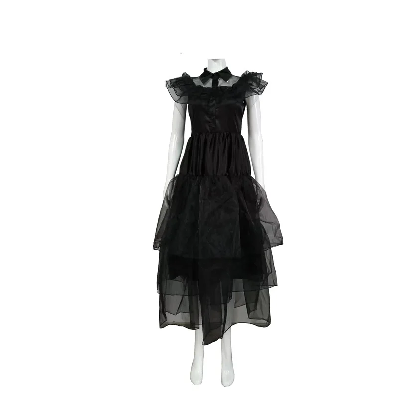 

Movie Wednesday Costume Dresses Addams Cosplay Zombie Prom Party Dark Lolita Princess Gothic Adult Kids Halloween Party