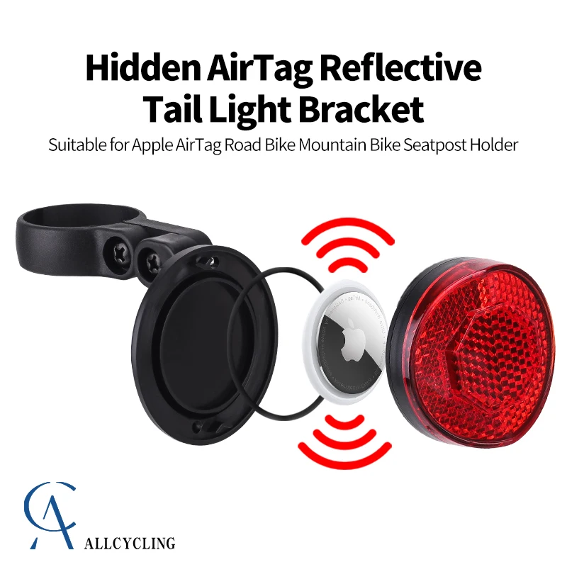 Bicycle Hidden Airtag Positioning Anti-theft Reflective Taillight Bracket For Apple Airtag MTB Road Bike Seat Tube Bracket
