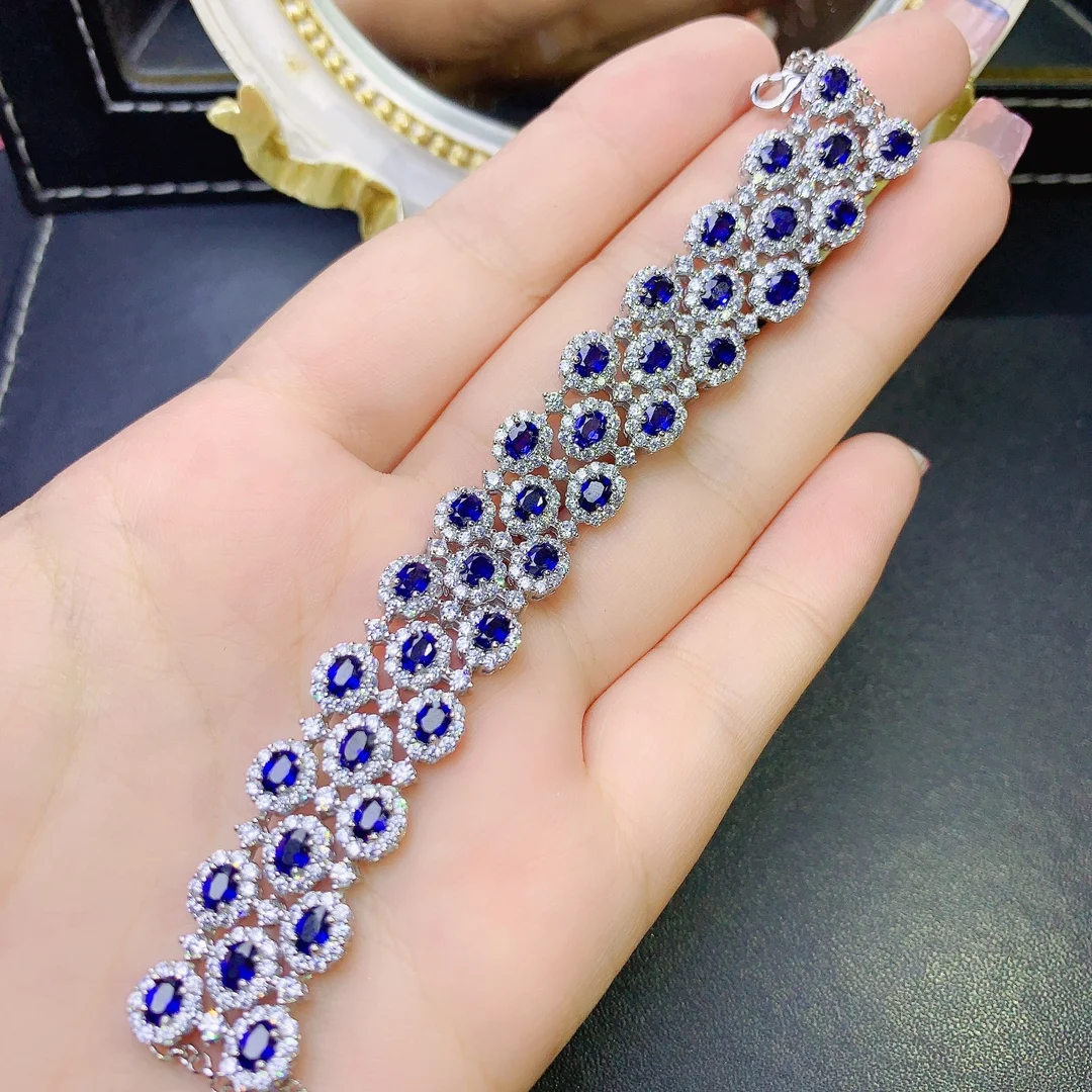 

Natural Sapphire New Luxury 925 sterling silver high definition bracelet Ladies Color Beautiful exquisite free mail