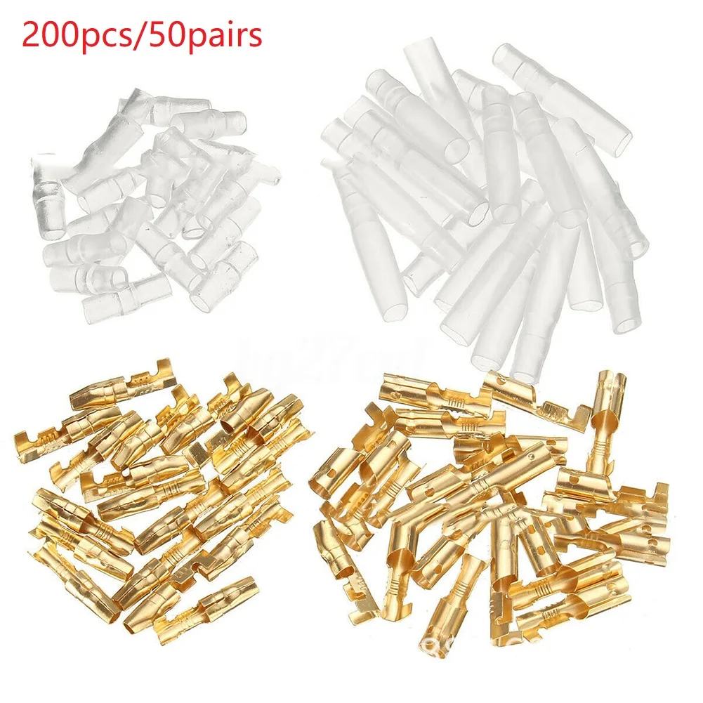 Description Picture 4 of item200x Connector 3.9mm Male & 4.0mm Female 50 Set Terminal Transparent Uninsulated W/ Sleeve Connectors Crimp Kit