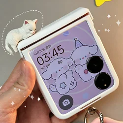 3D Cute Kitten Foldable Phone Case with Hinge Protection - Razr 70 Ultra (With cat - White)