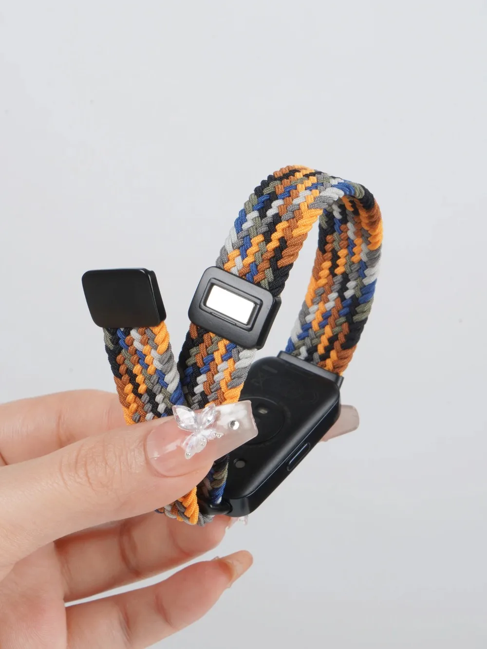 Braided Nylon Loop Strap with Magnetic Buckle for Fitness Tracker Bracelet