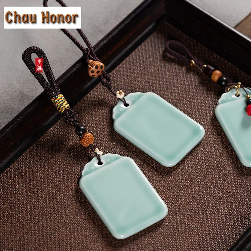 Handmade Celadon Safeness Lucky Pendant Ceramic Jewelry Wordless Brand Pendant Retro =Decoration Accessories Workmanship Gifts