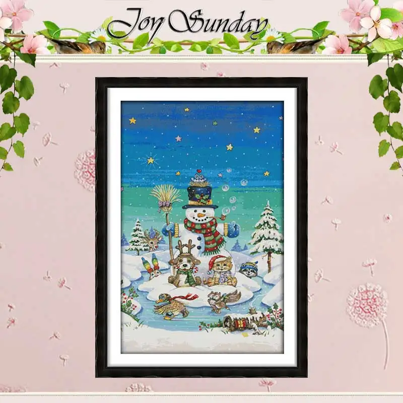 

Snowman Cartoon Patterns Counted Set DIY 11CT 14CT 16CT Stamped DMC Cross-stitch Kit Embroidery Needlework Set Home Decor Crafts