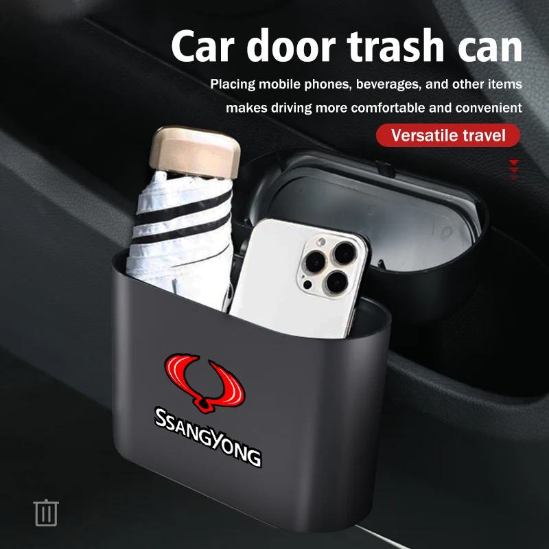 Hanging Car Trash Can Garbage Dust Case Storage Pressing Bin For SsangYong Actyon Sport Korando Rexton Kyron Rodius Tivoli Musso